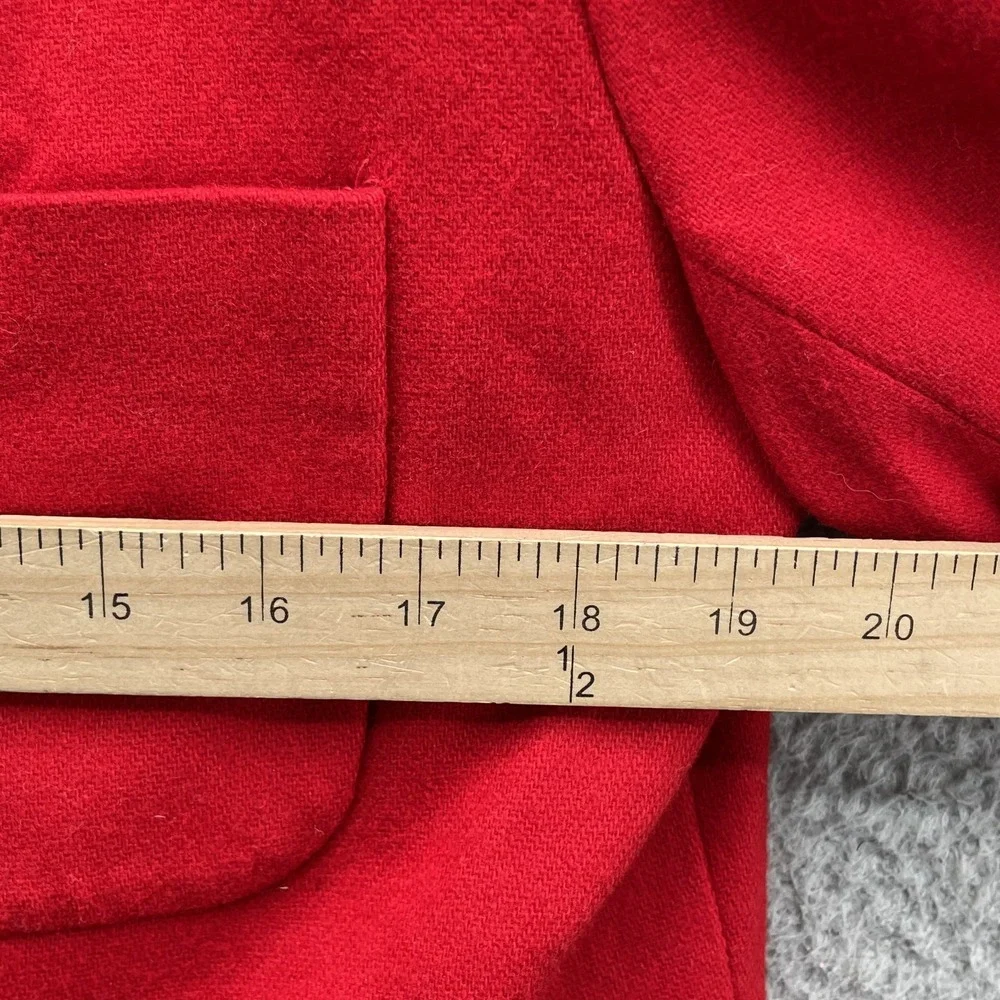 Vintage Lynn Green Wool Blazer Women 10 Red Gold Button Corpcore Career Business
